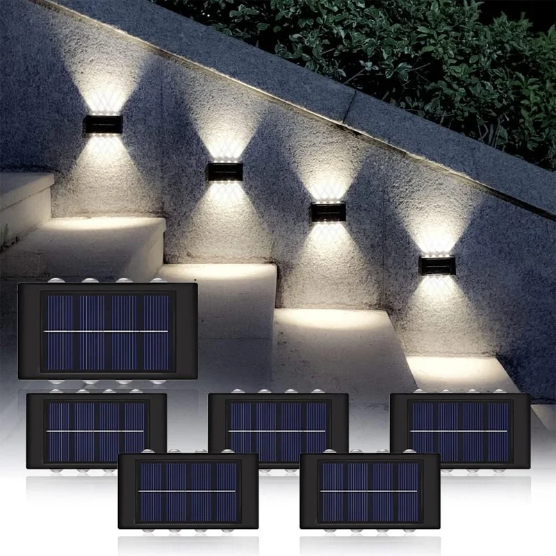 

Outdoor Waterproof Solar Street Light Double-Head Wall Wash LED Patio Balcony Decoration 4/6/8 LED Wall Light