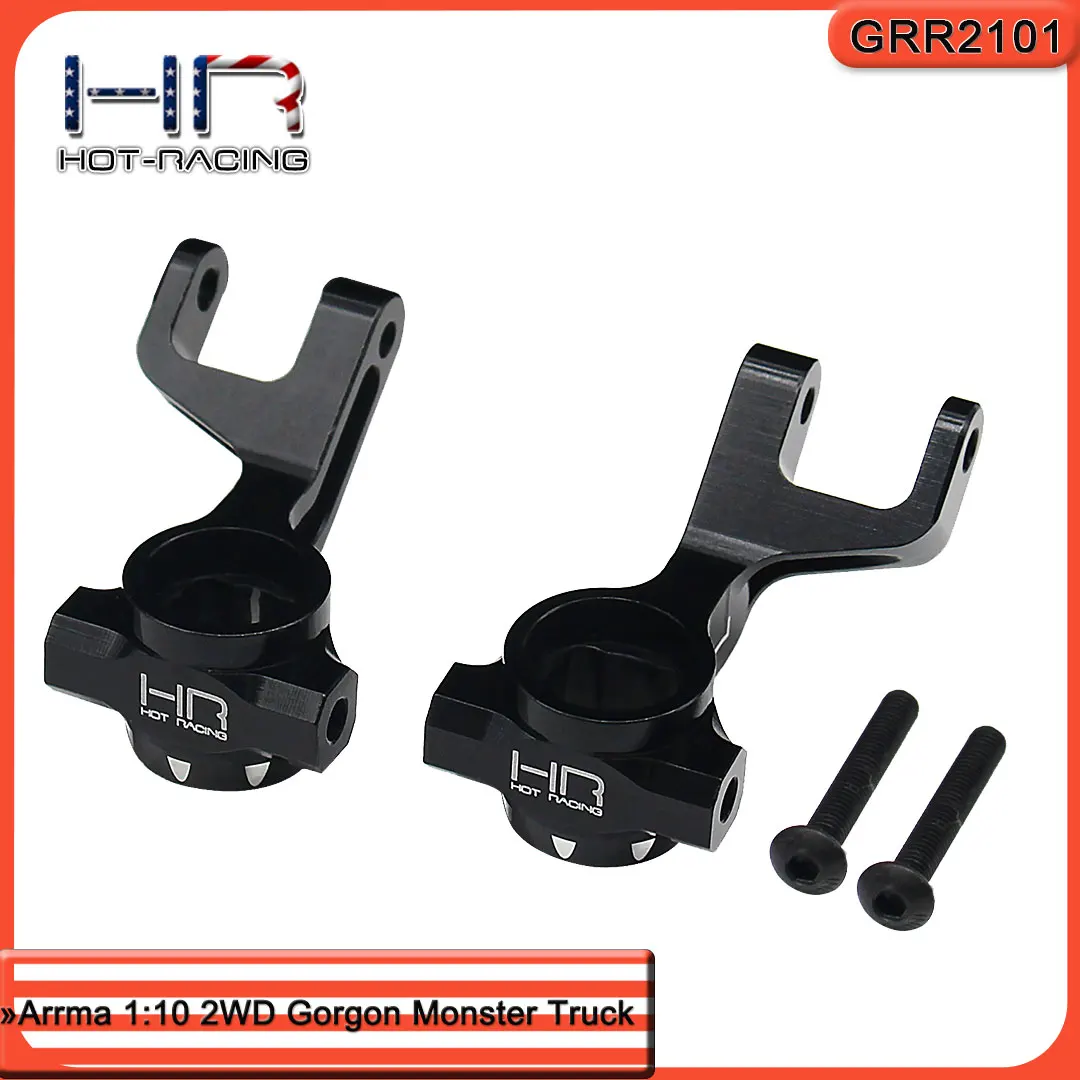 Hot Racing Precision Machined Black Anodized Aluminum Front Steering Blocks for ARRMA1:10 2WD Gorgon Monster Truck