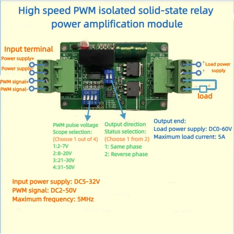 

High Speed PWM Isolated Solid State Relay Switch 5Mhz MCU /PLC/ Board Power Amplifier Module