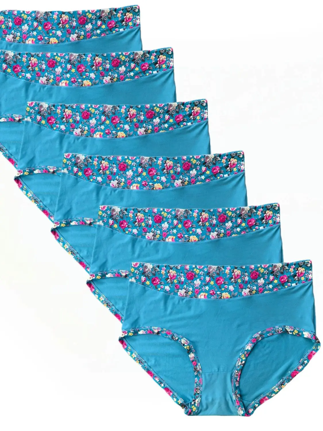 Plus size women's panties bamboo fiber briefs middle waist woman underwear panty floral printing woman panti 6pcs/lot