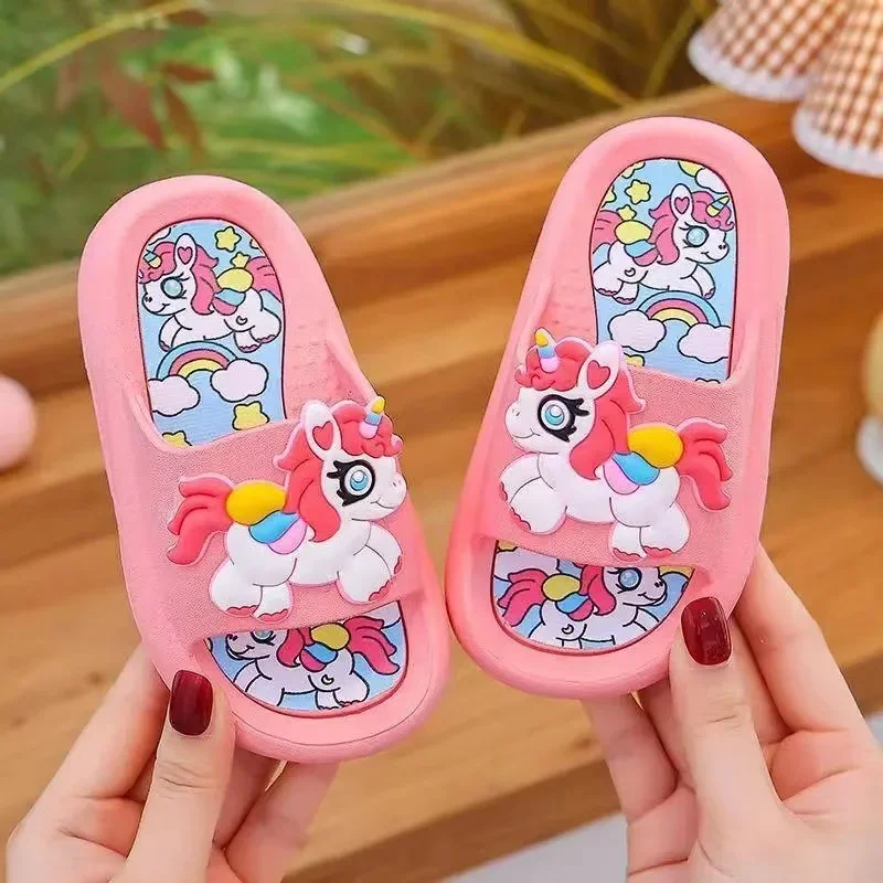 Bambini estate Cartoon Mermaid Unicorn Dinosaur Print Baby Boy Girl Slipper Kid antiscivolo Soft House Slipper Indoor Beach Shoes