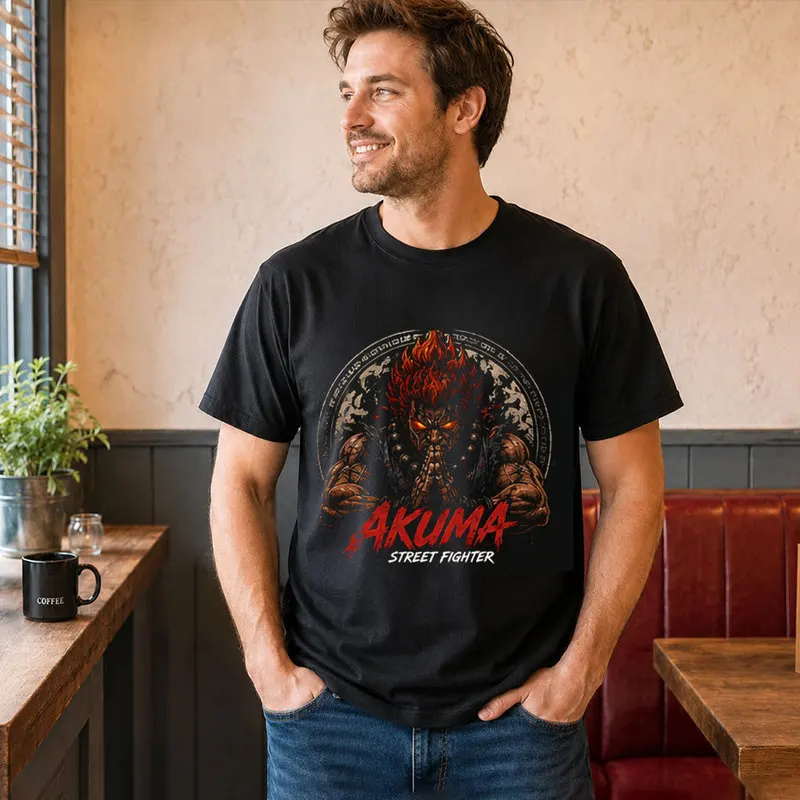 Akuma Street Fighter T shitr Cool Anime Gamer Gift 0813 Retro Arcade Fighting Game Tee Hadouken World Warriors Unisex Top S-6XL