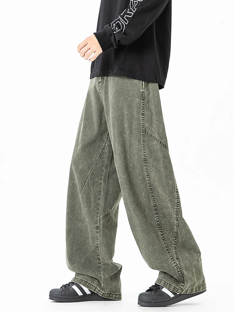 

MMOPTOP Men's Casual Loose Fit Cotton Pants Autumn Wearable Straight Leg Pants Comfortable And Sli Worn in Look