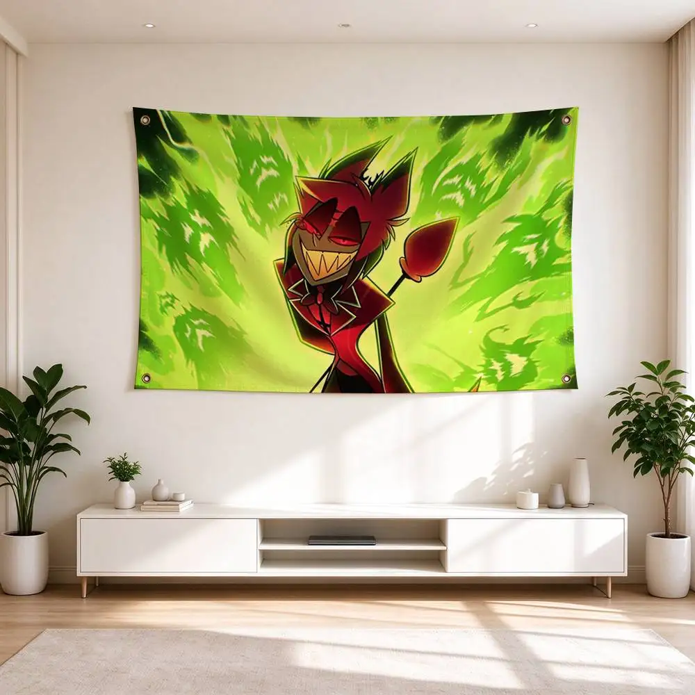 H-Hazbin Hotel Animation Alastor  Flags for Bedrooms Home Decor Items Outdoor Decors Garage Decoration Flaga