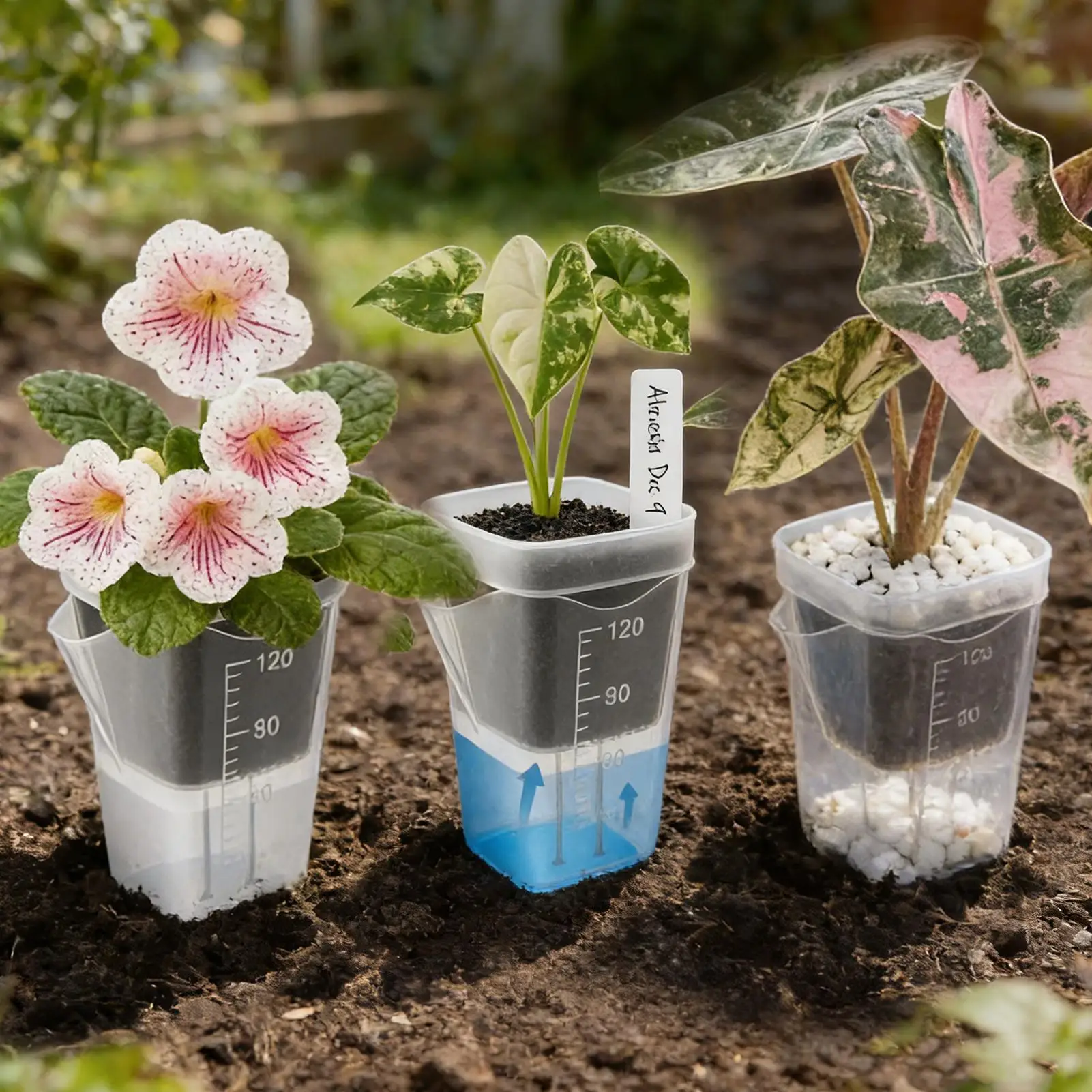 Self Watering Pots For Indoor Plants 12-Piece Clear Irrigation System Vase Flower Pots With Drainage Holes For Garden Flower