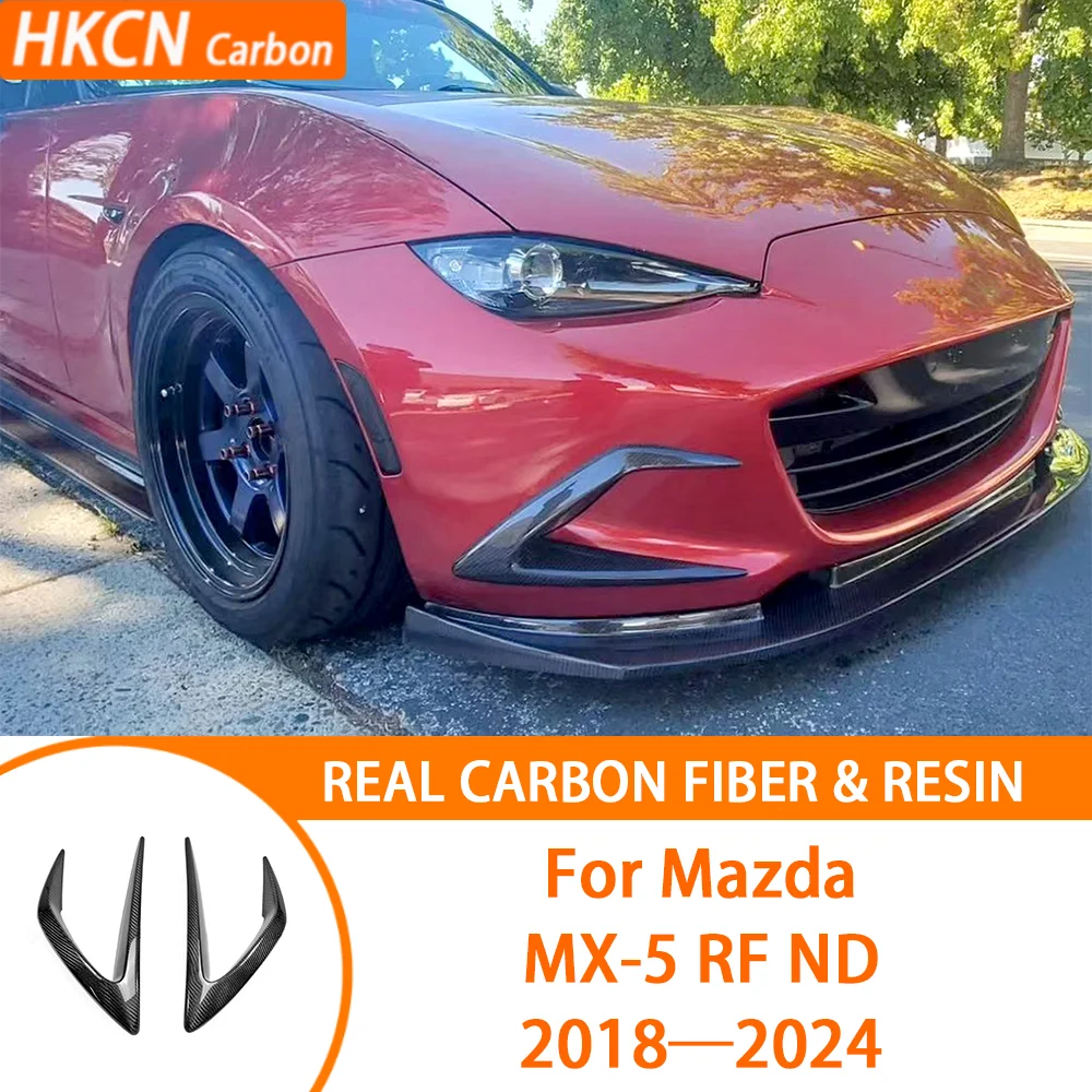 For Mazda MX-5 RF ND 2018-2024 Real Dry Carbon Fiber Front Bumper Fog Lamp Lip Splitter Cover Trim Car Retrofitting Accessories