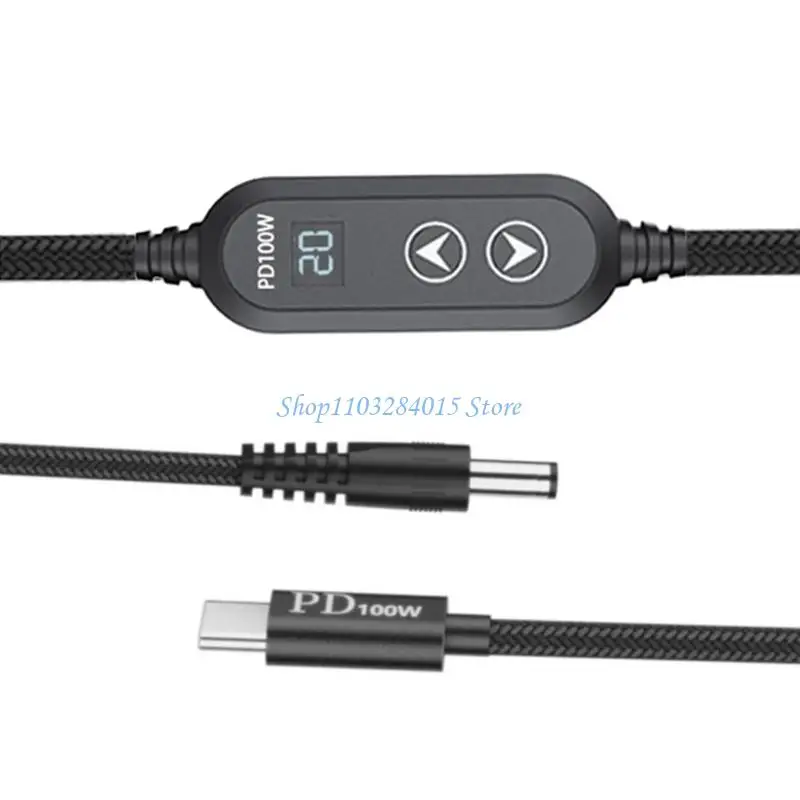 R6FF Flexible Power Cable 100W USB C Delivery Type C DC5.5mm Cord Braided Line 120cm