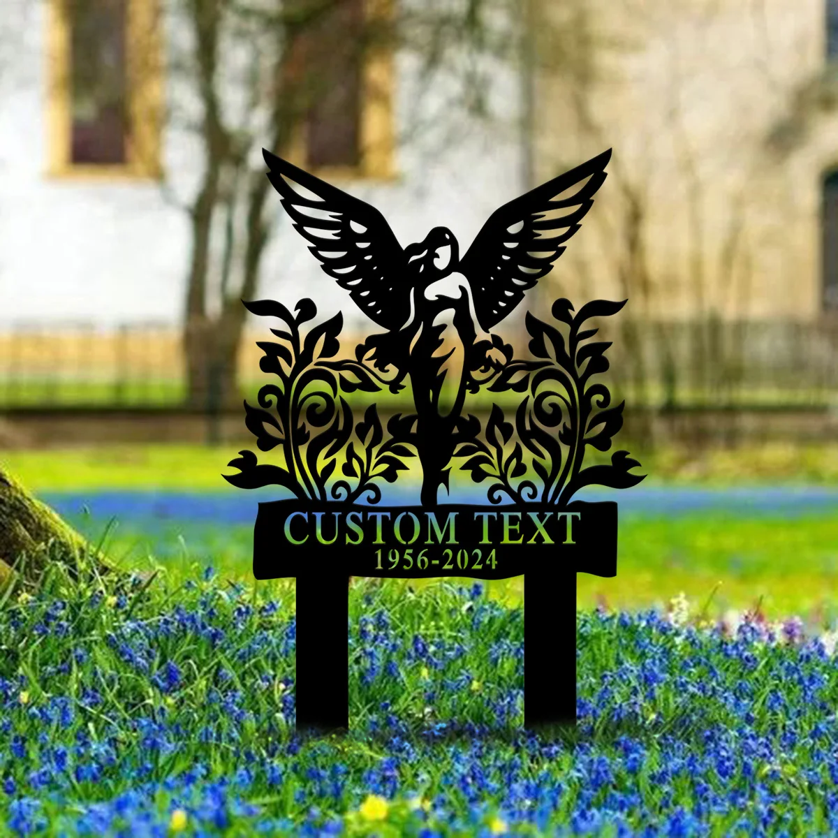 Custom Angel Memorial Stake, Personalized Mom\'s Garden Memorial, Memorial Plaque, Cemetery Stake, Remembrance Gift, Mom Loss