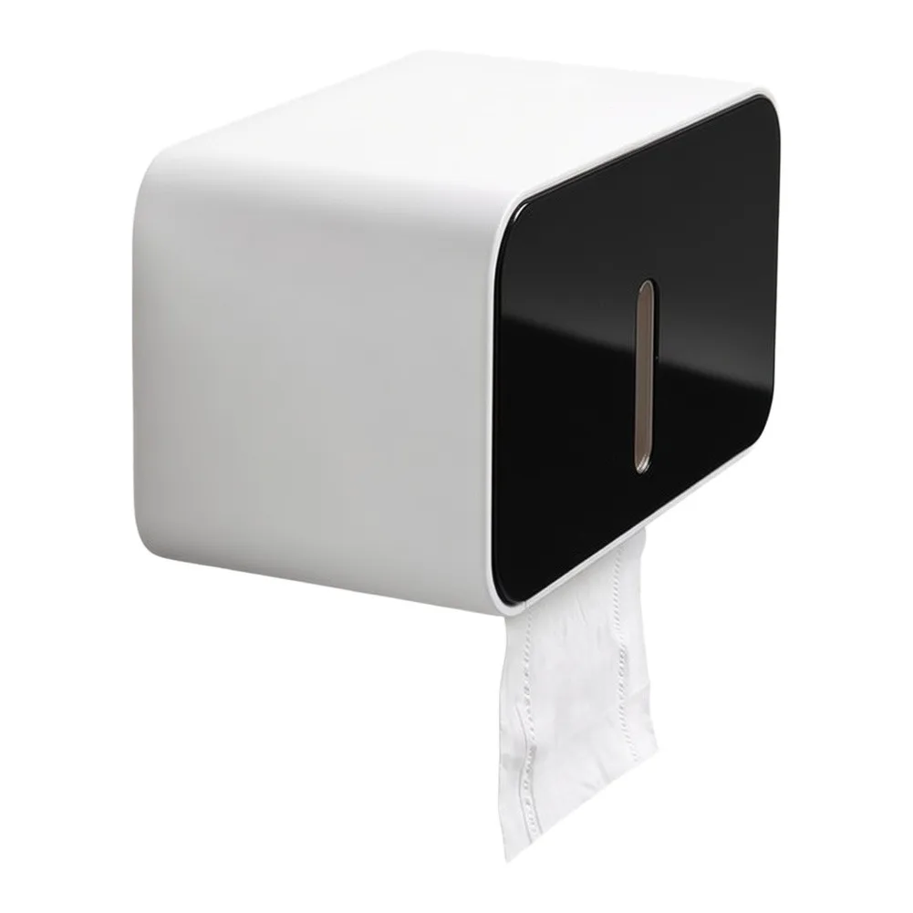 Self-Adhesive Toilet Paper Holder with Shelf for Bathroom Organization Engineered for Stability on Smooth Non-Porous Walls