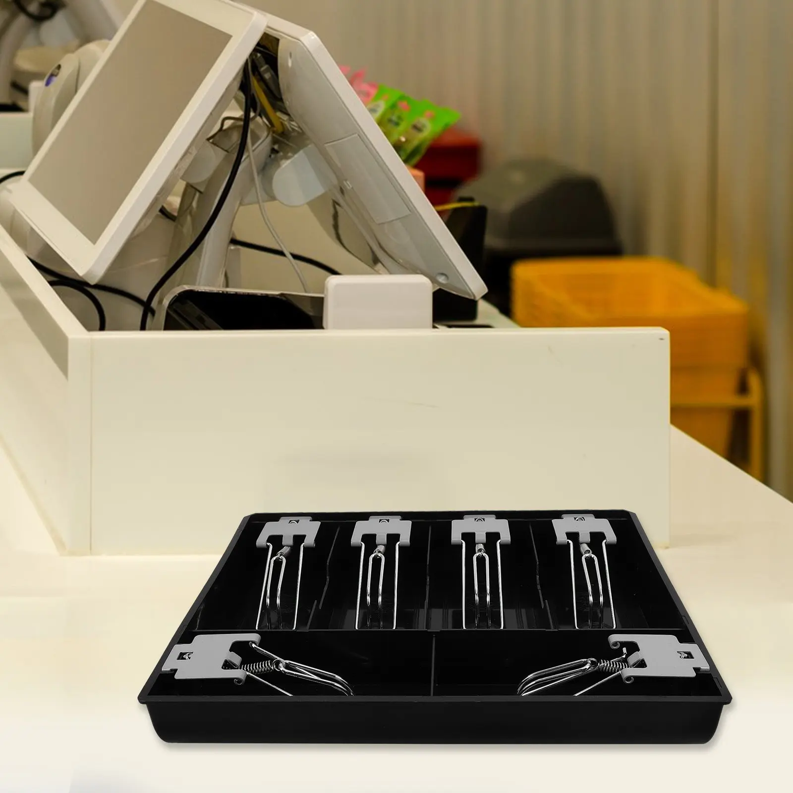 キャッシュドロワートレイ-プラスチッククリップ-マルチグリッドマネーストレージスタンド-頑丈で軽量なレジインサートトレイ-店舗用交換用トレイ