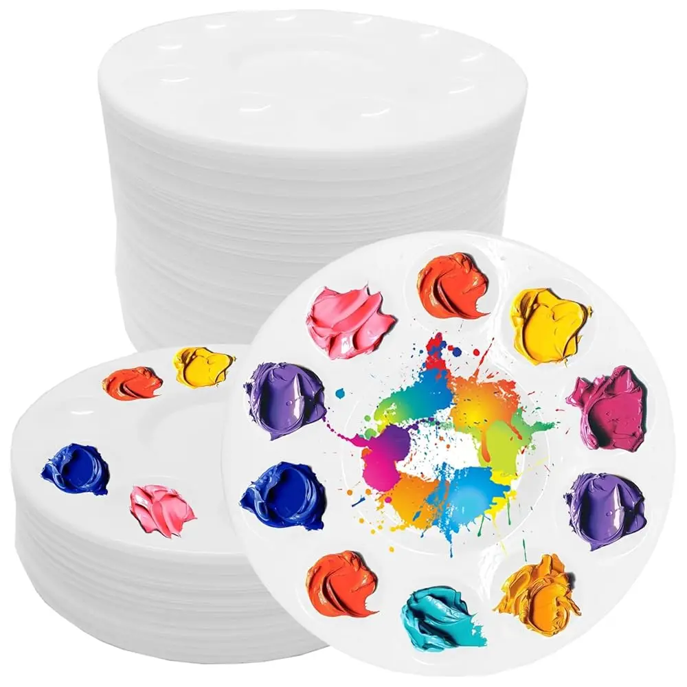 

Набор из 40 белых круглых пластиковых палитр для красок с 10 ячейками, для детей и студентов