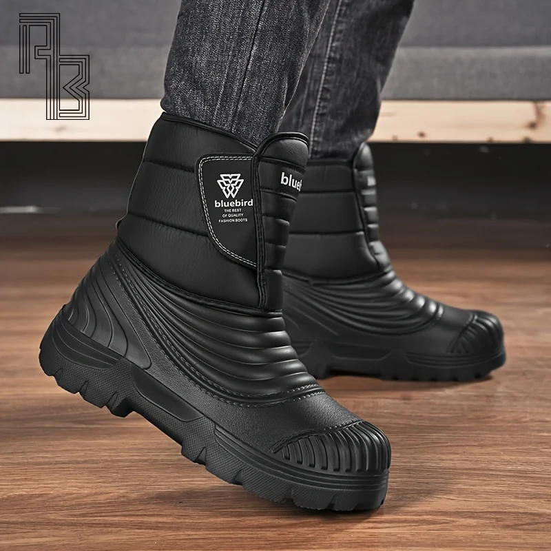 

Мужские зимние ботинки, зимняя уличная плюшевая теплая обувь большого размера, модные и универсальные однотонные длинные ботинки-трубы