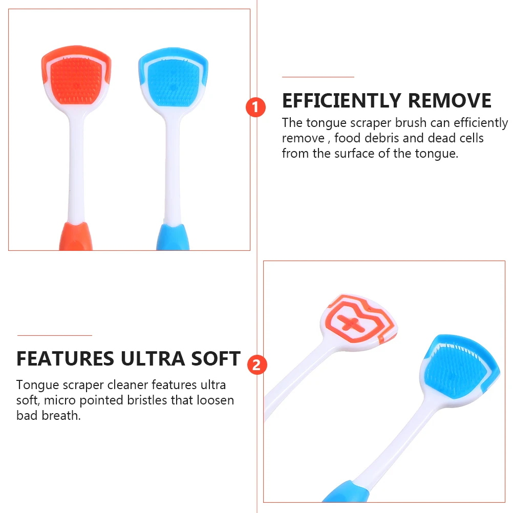 4Pcs Durable Tongue Scraper Eco-Friendly Tongue Cleaner Soft Brush Oral Care Tool