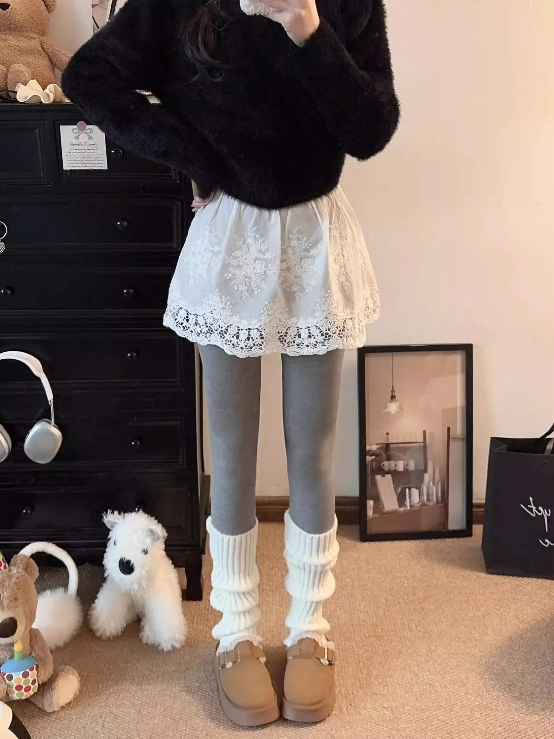 

Модная многослойная юбка А-силуэта с кружевной отделкой и высокой талией, женская базовая юбка для ранней весны, износостойкая, из полиэфирного волокна