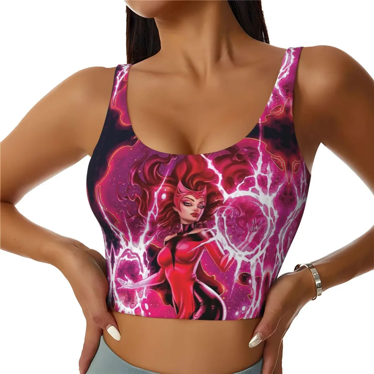 Custom Scarlet Witch Hot Workout Crop Tank Tops Women Seamless Running Yoga Sports Bras