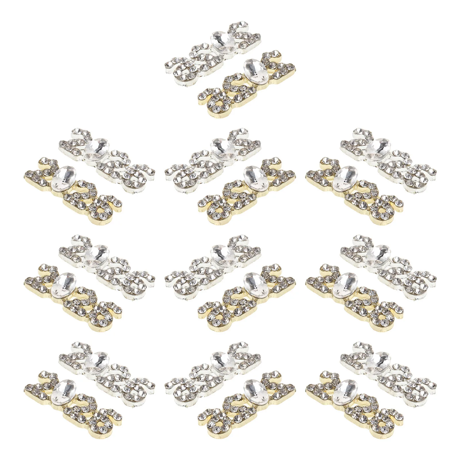 

20pcs 2026 Art Charms Alloy Number Rhinestones Silver Irregular Nail Gems Crystal Decorations For Manicure Nail Jewelry