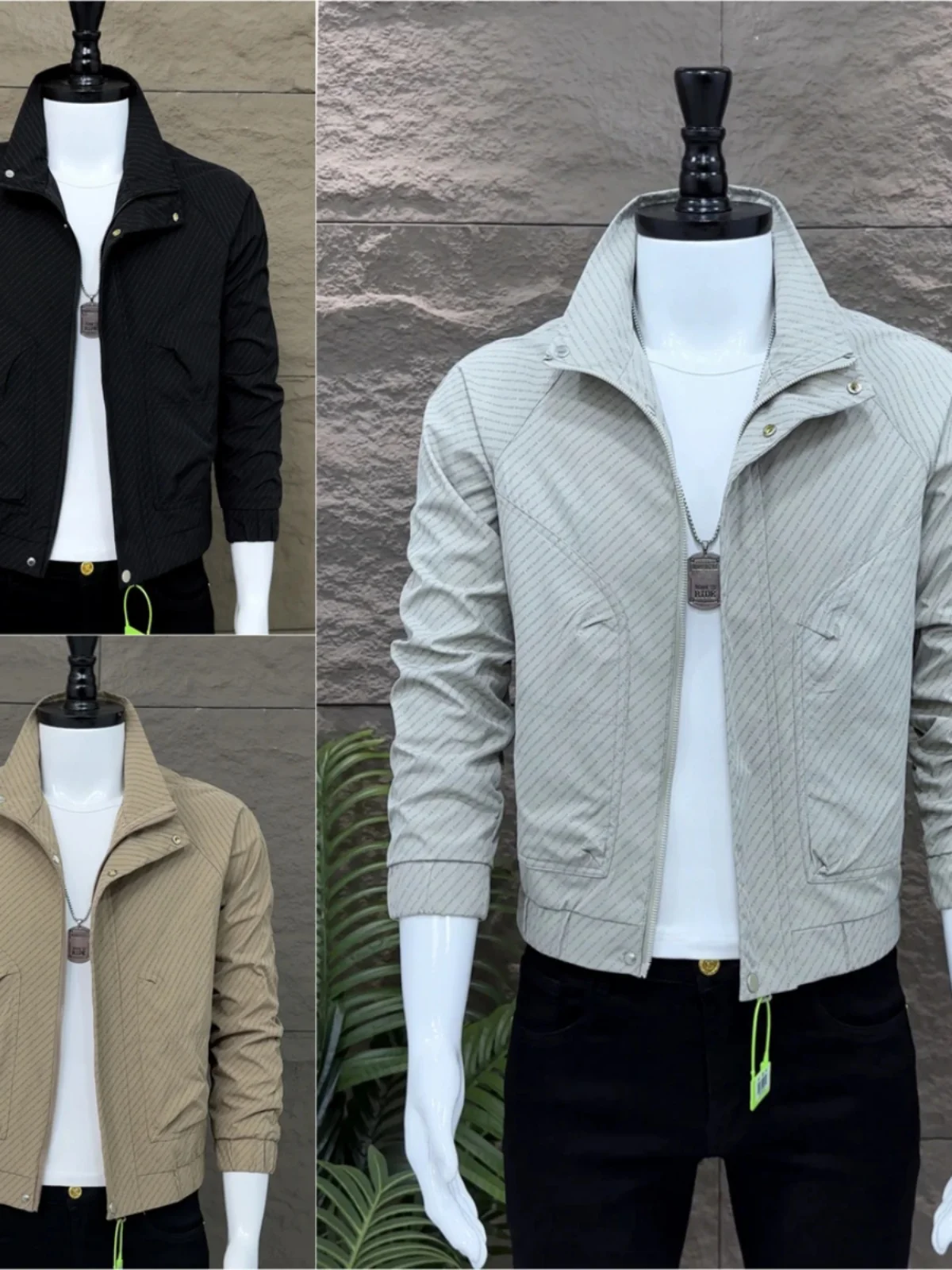 

Trendy Men's Adstrative Jaet with Letter Stripe Design And Collar Spring Autumn Faionable Top Cleanfit Outerwear