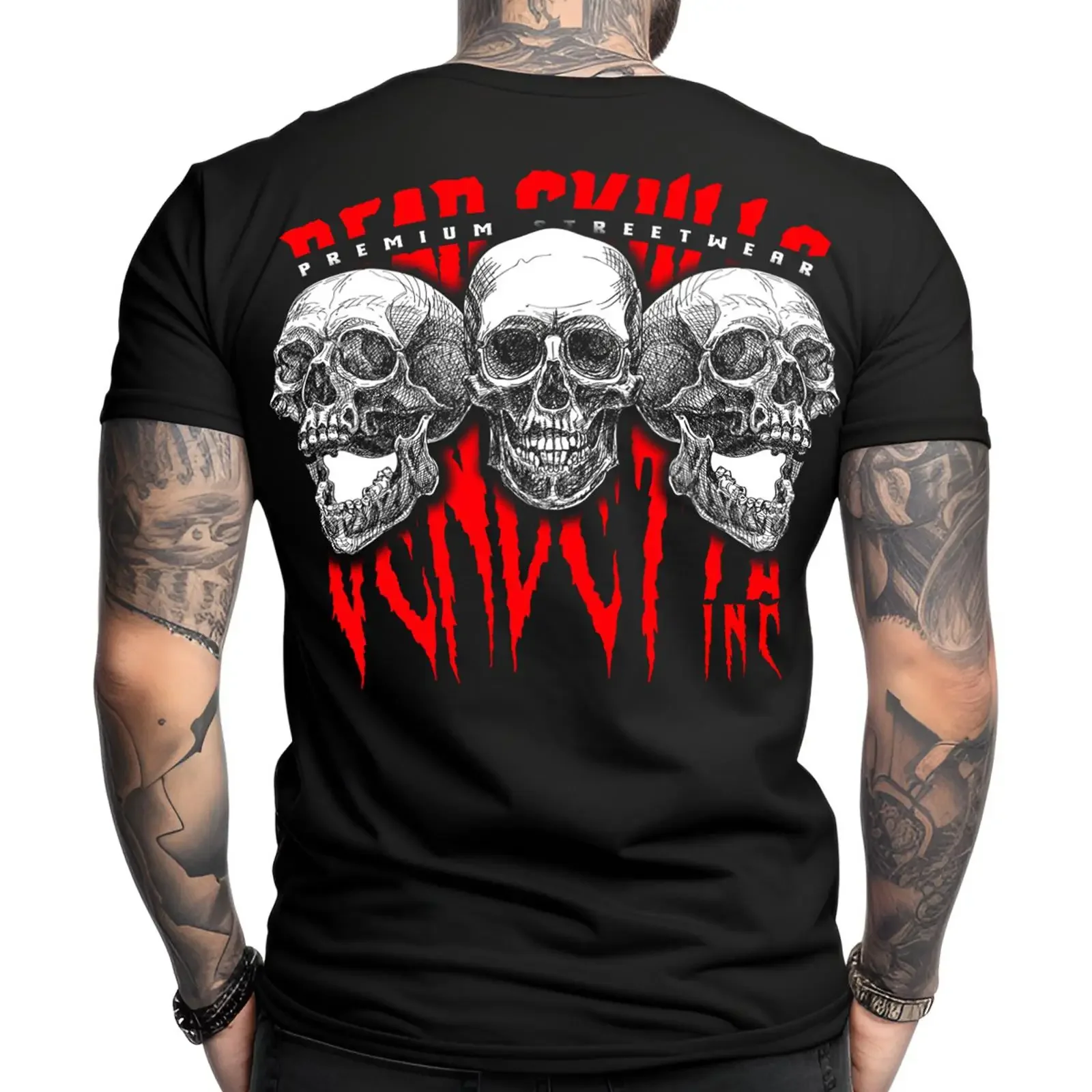 Vendetta Inc Herren Rundhals Kurzarm T Shirt Dead Skull 3 0 schwarz 1326 Neu vintage Washed Slightly Soft Comfortable