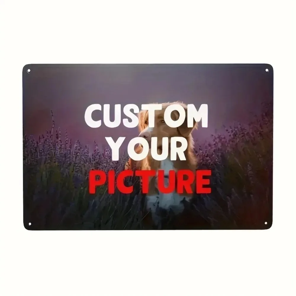 1pc 12×8Inch 2D Flat Customizable Wrought Iron Plaque Custom Logo Picture Waterproof Wall Decor Gift