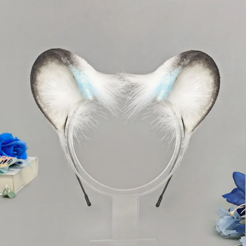 

Girl Headdress Animal Headband Snow Leopard Plush Round Ears Cosplay Hair Clips Night Party Cosplay Prop Halloween Gifts