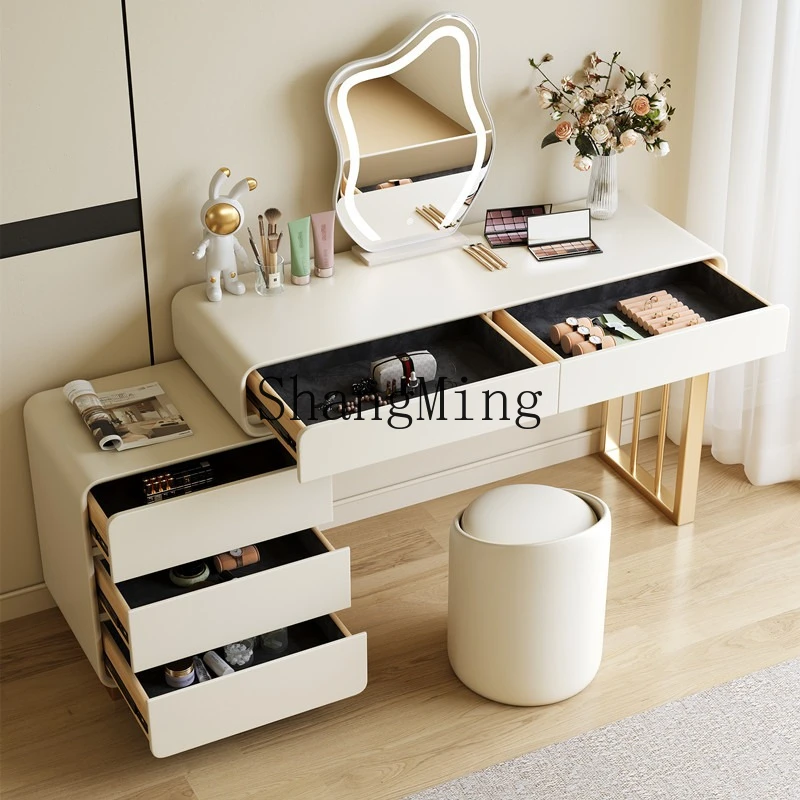 

FG Cream Style Dresser Storage Bucket Cabinet Integrated Modern Simple Solid Wood Master Bedroom Premium Luxury Makeup Table