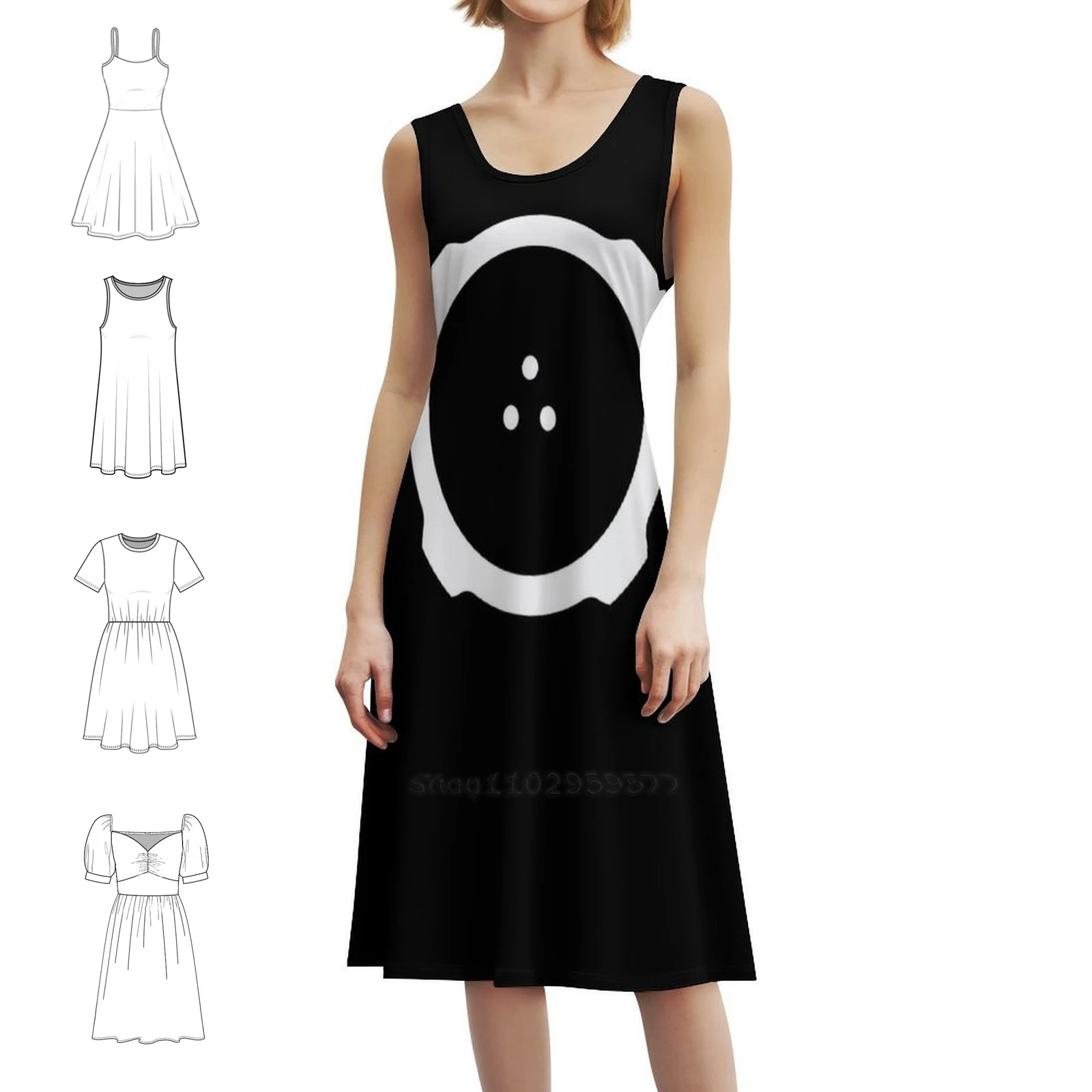 Ghost In The Shell Minimal Design Light Version Floral Smock Dress For Women Spring Summer Casual Dress For Party Tachikoma