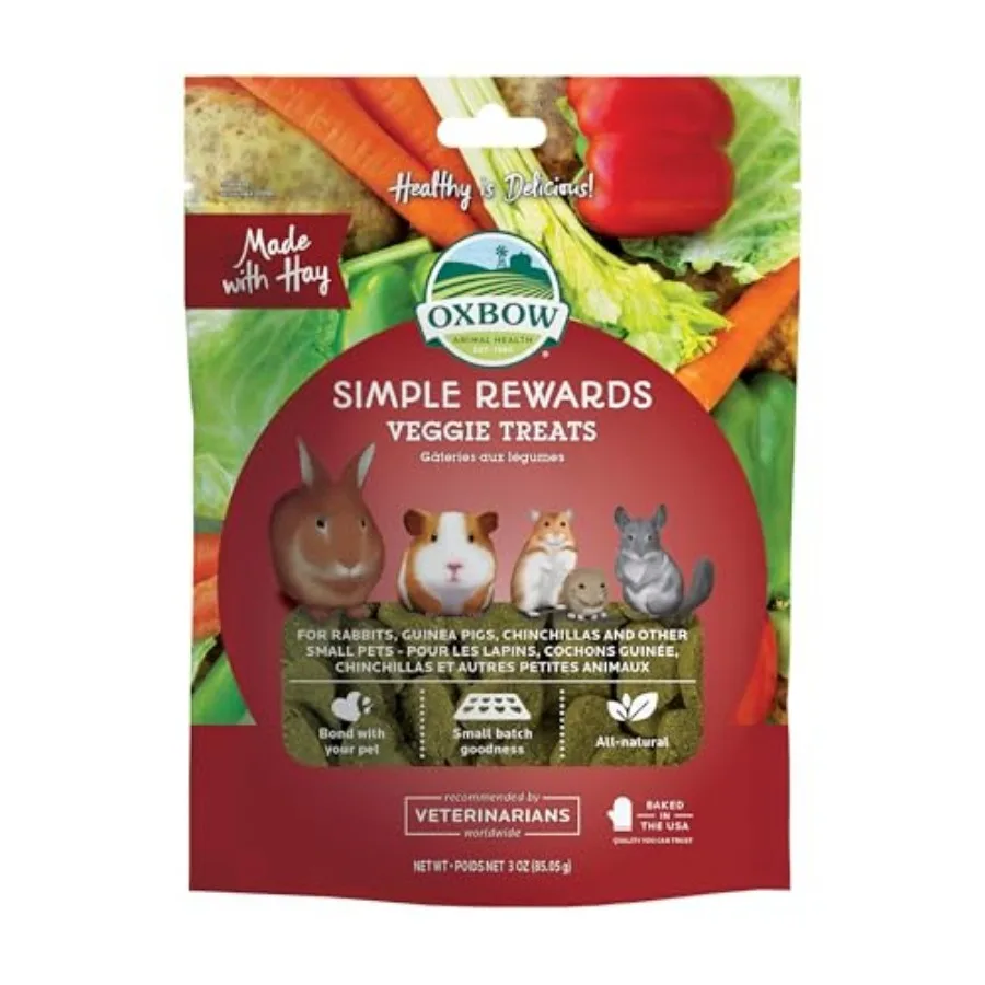 Animal Health Simple Rewards Treats, Golosinas para conejos y conejillos de indias, Snack para mascotas para conejos y conejillos de indias, Hecho con heno y alfalfa
