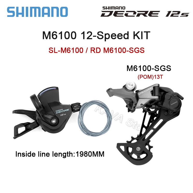 Shimano Deore M6100 12S Groupset Shift Rear Derailleur 12V MTB Micro Spline Cassette 51T M6100 Chain KMC X12 12 Speed Gear Set