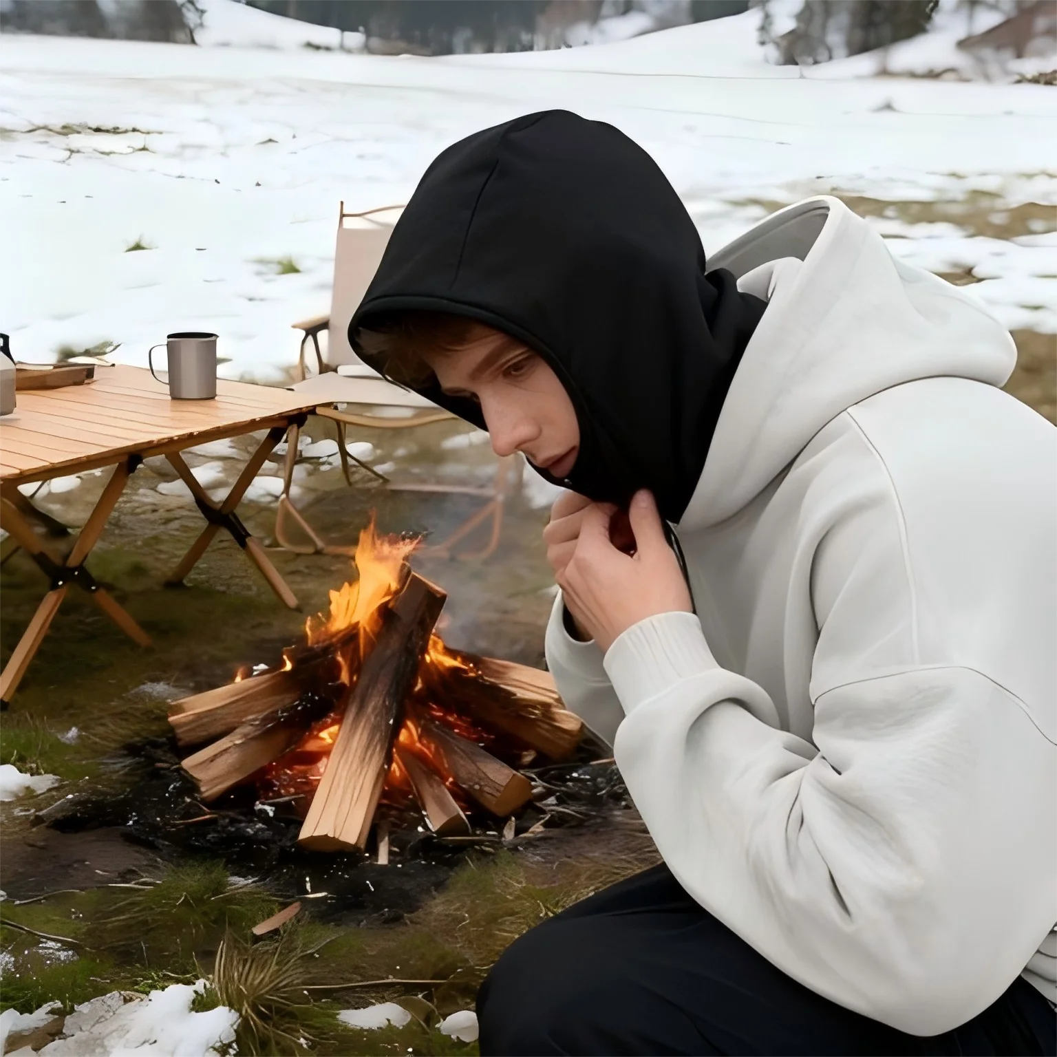 2026 New Men and women Balaclava Y2K Gothic Harajuku winter item double hooded sweatshirt men's hooded mask zipper sportswear