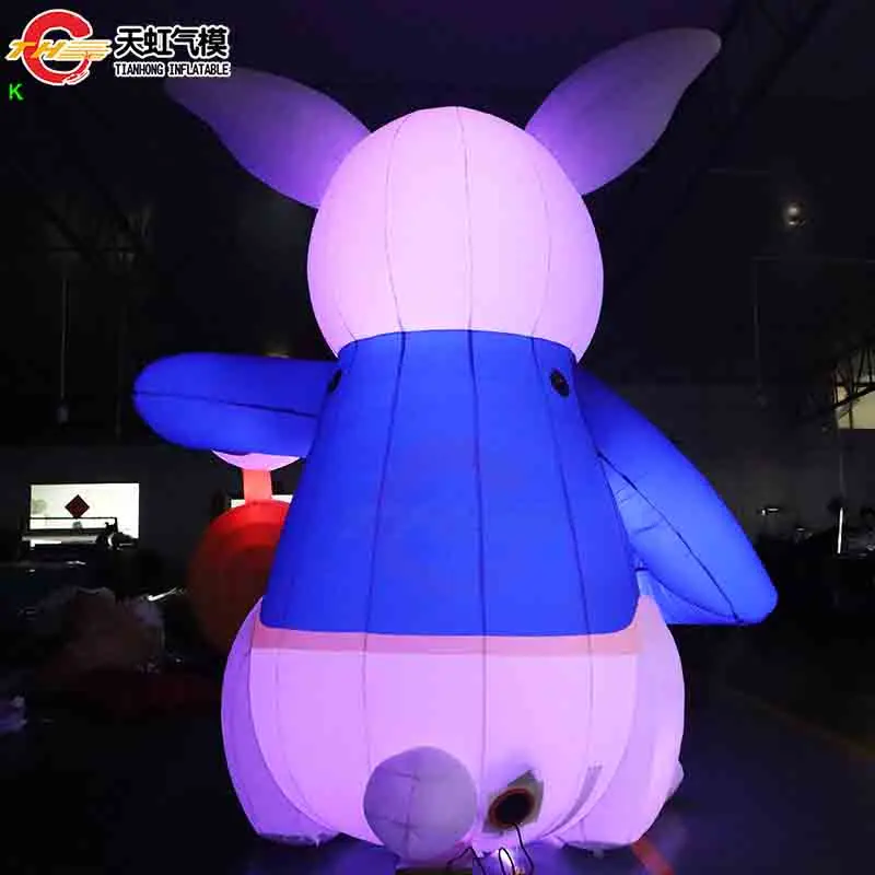 Fast Ship 6m-19ft Giant Lighting Bunny Model for Easter Commercial Inflatable Rabbit With Clock Stage Decoration Animal Models