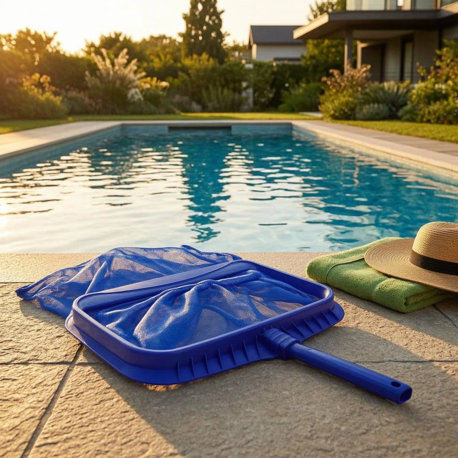 Pool Leaf Skimmer Long-Lasting Deep Mesh Skimmer Detachable Mesh Net Rectangular Frame Cleaning Tool Reuseable for Aquatic Ponds