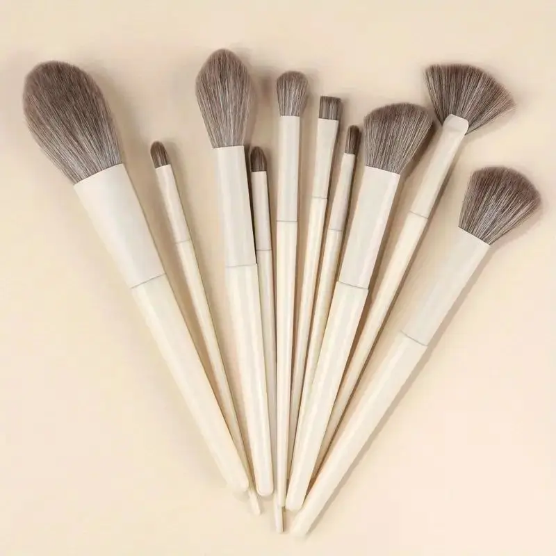 10-Piece Premium Makeup Brush Set with Blending Sponge - Synthetic Kabuki Brushes for Flawless Face & Eye Makeup Application