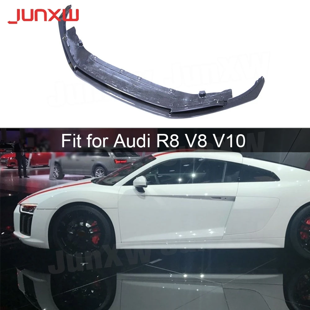 

FRP из углеродного волокна автомобильный передний спойлер для Audi R8 V8 V10 2017-2020, передний бампер, губа, спойлер для подбородка, автомобильные аксессуары