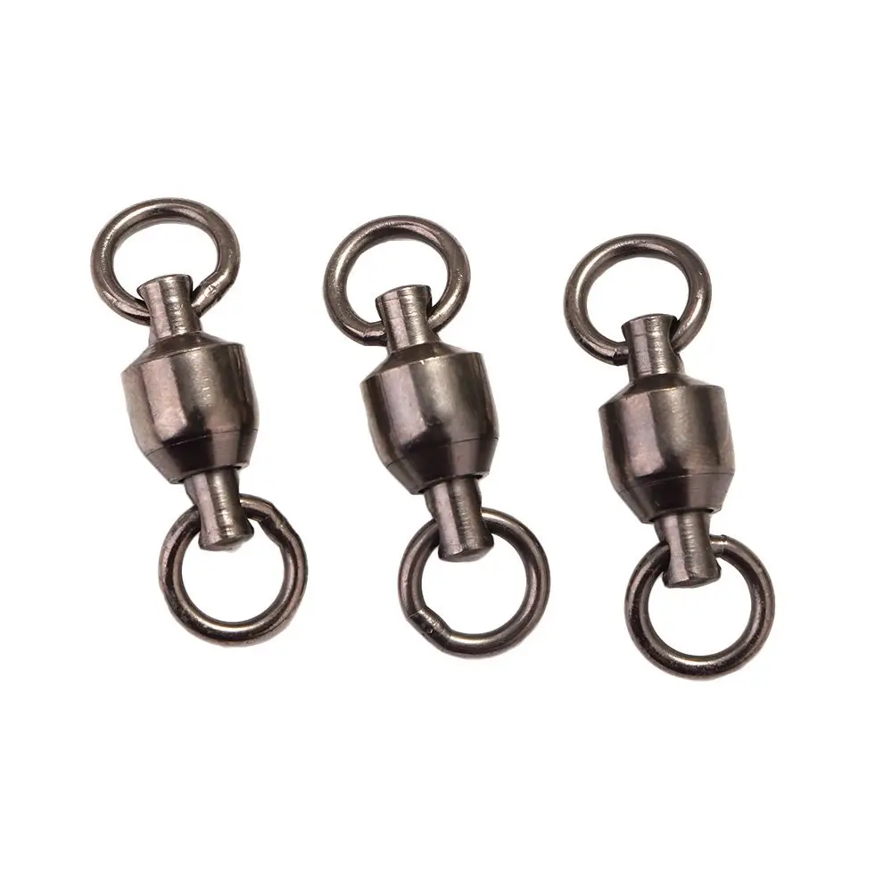 

Black Nickle 10pcs Swivels With Double Rings Rolling Fishing Accessories Swivel Ring Fishing Connector Ball Bearing Solid Ring