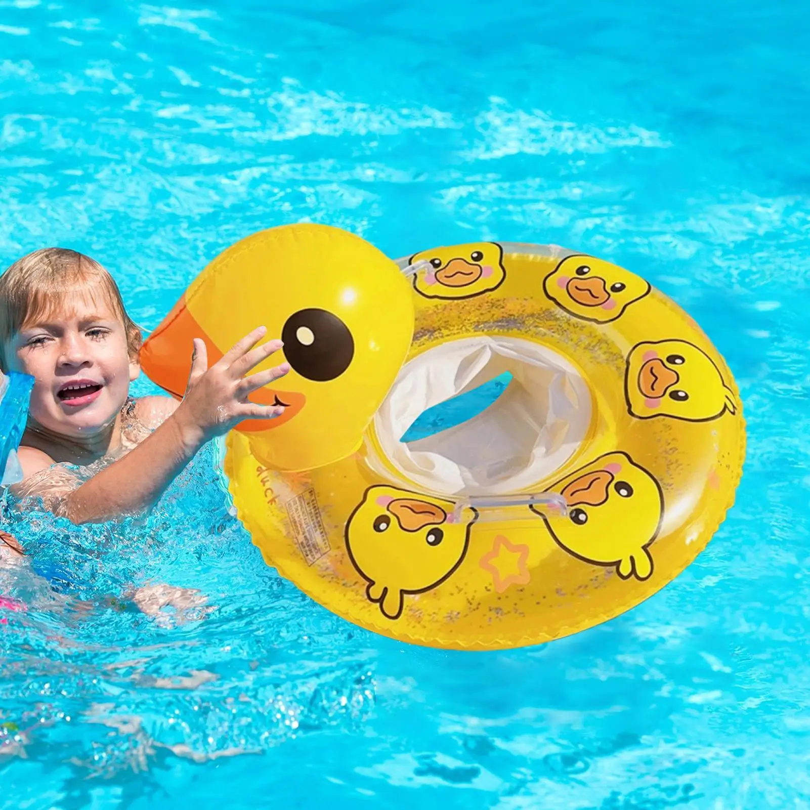 

Pool Rings For Kids Inflatable Pool Floats For Baby Yellow Duck Shape Swim Rings With Handle Outdoor Toys For Summer Travel Boys