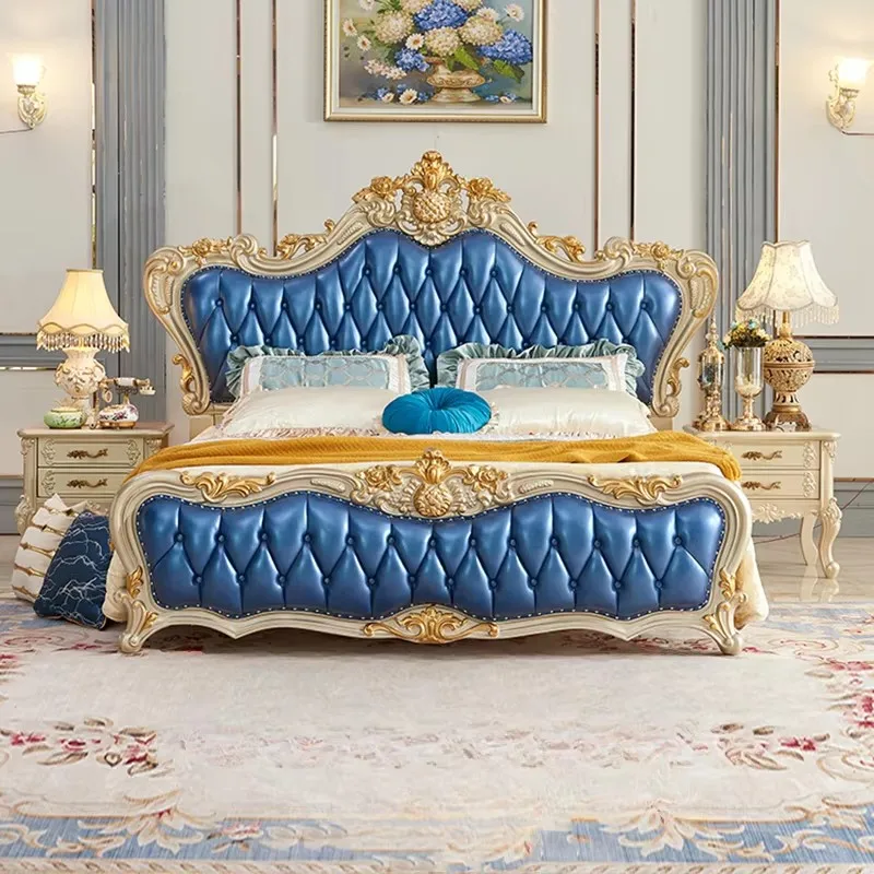

Carved European Style Double Bed Modern American Wood Bedroom Queen Bed Frame Luxury Comferter Letto Matrimoniale Home Furniture