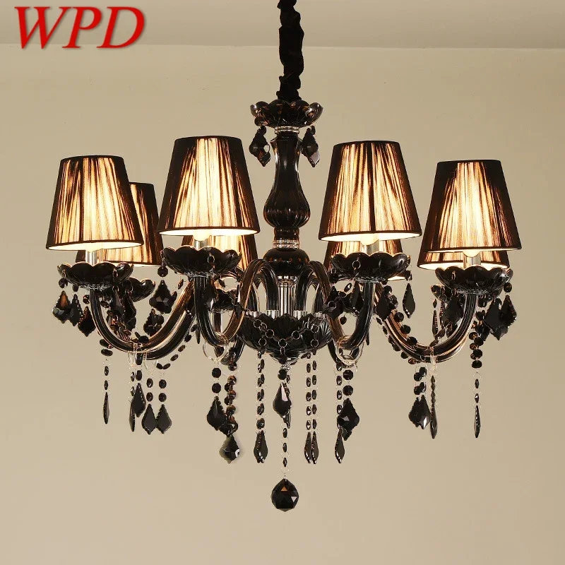 

WPD European Style Crystal Pendant Lamp Black Candle Lamp Luxurious Living Room Restaurant Bedroom Villa Chandelier