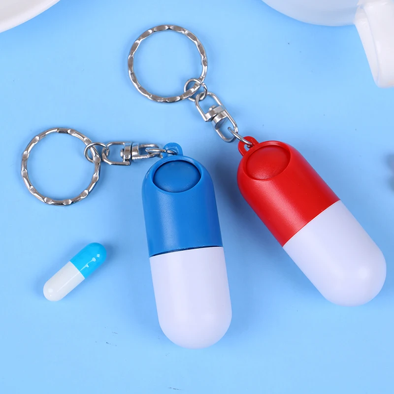 Portable Capsule Shaped Travel Pill Box Medicine Case Drug Container Key Chain