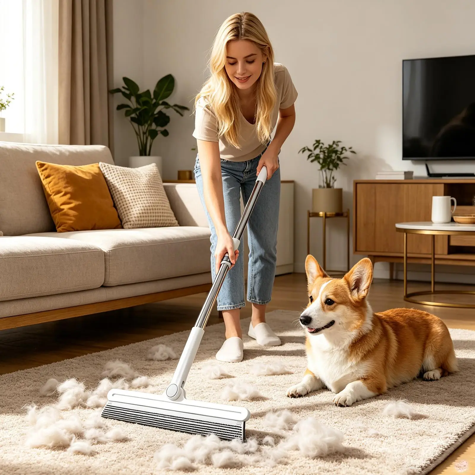 Squeegee For Floor Double-Sided Pole Extendable Multifunctional Broom Squeegee Sweeper For Marble Tiles Cement Glass Window