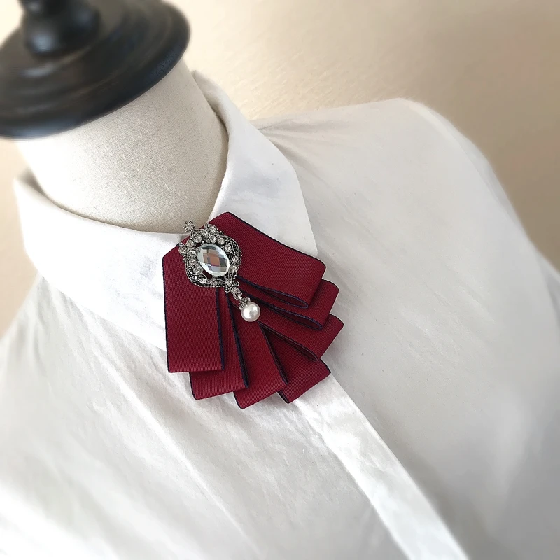 Boys Luxury Blue Ribbon Bowtie Bow Brooch Collar Pins Man Brooches Men Elegant Accessories Diamond Jewelry Wedding Butterfly