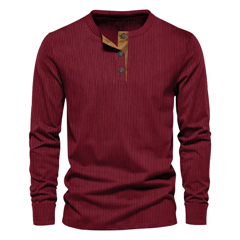 Spring Autumn New Fashion Men's Color-coded Casual Trendy Simple Basic Long Sleeve O-neck Corduroy Pullovers Male Clothes Tops