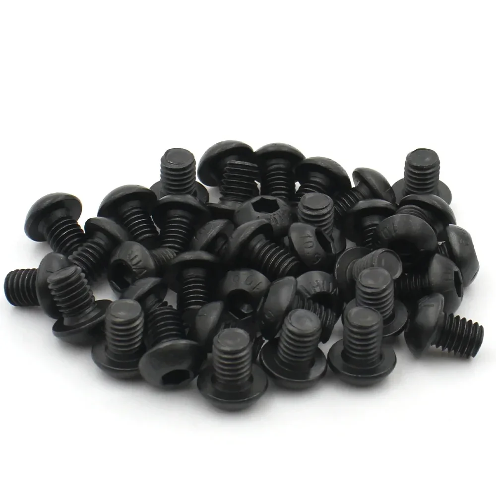 1-100pcs Black Grade 10.9 Steel M1.6 M2 M2.5 M3 M4 M5 M6 M8 M10 M12 Hex Socket Round Button Head Screws ISO7380