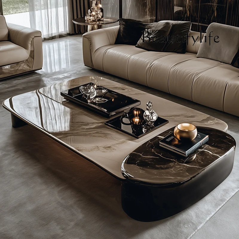 

Microcrystalline stone coffee table living room new light luxury high-end tea table high-end villa coffee table household