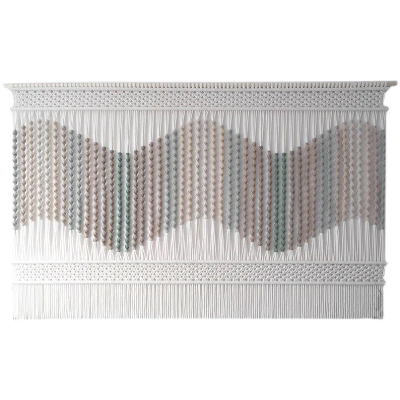 

Light luxury modern color wavy rope woven bedroom bedside Nordic style ins living room hotel wall decoration tapestry