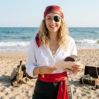 Pirate Costume Accessories Set for Men Women Renaissance Pirate Headband Bandana Belt Necklace, Halloween Cosplay Dress Up Pirate Pirate Accessories 7