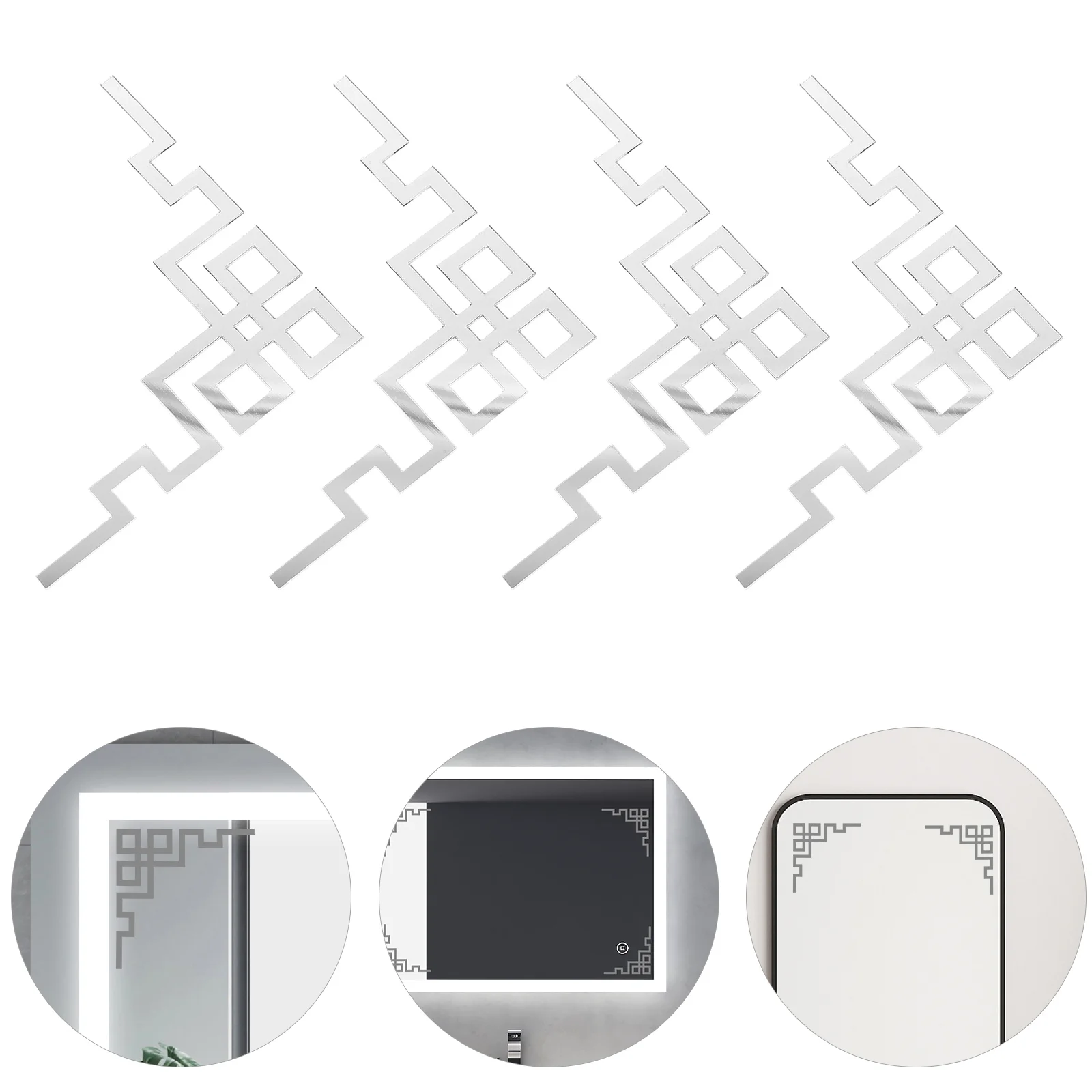 

4 Pcs Strips Acrylic Wall Stickers Mirrors Decorative Corner Decals for Furniture