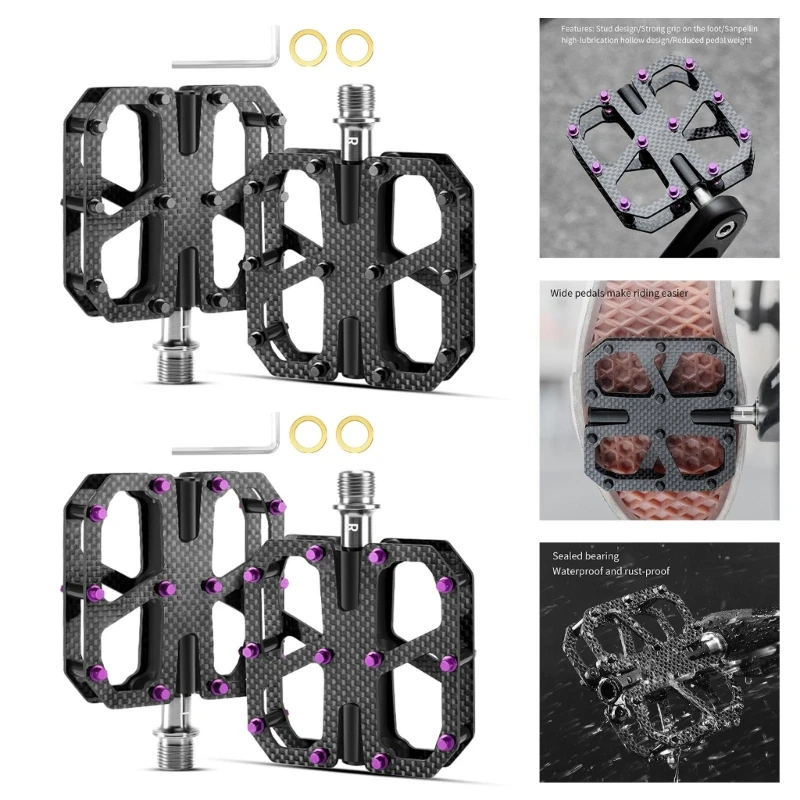 

Carbon Bike Pedals Oversized Antislip Outsides Aluminum Spindle Sealed Bearing High Performances for Mountain Bikes
