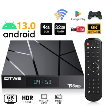 T95Pro Android 13.0 6K TV Box 4+ 32GB Quad Core HD Bluetooth Media Player WIFI6 HDMI