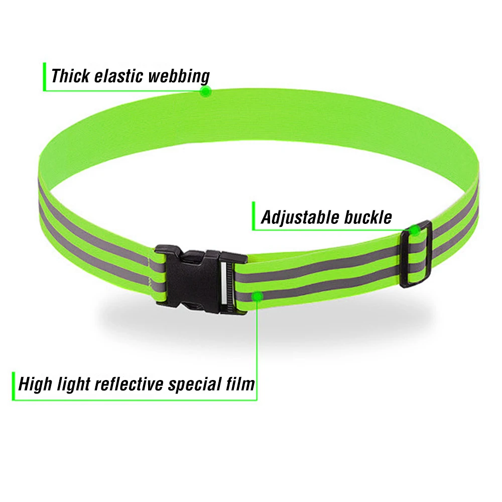 Groene Reflecterende Riem Night Running Rit Verstelbare Veiligheid Elastische Band Kid Adult Voor Running Hoge Zichtbaar Night Veiligheid Levert