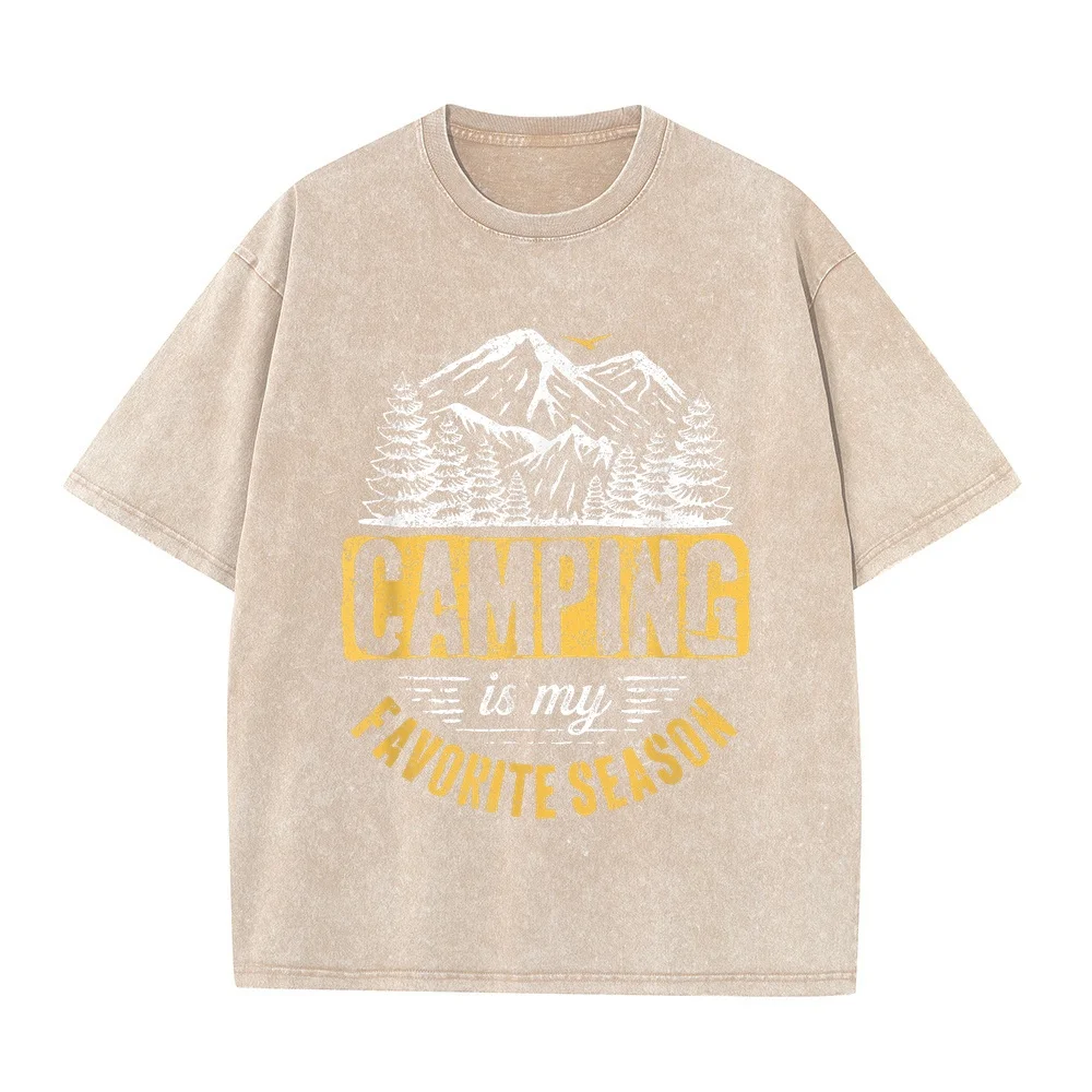 Funny Camping Lover Outdoor Camper Favorite Season T-Shirt Man Clothes Men T Shirts Shirt Cotton 100% Yellow Printed Tee Summer